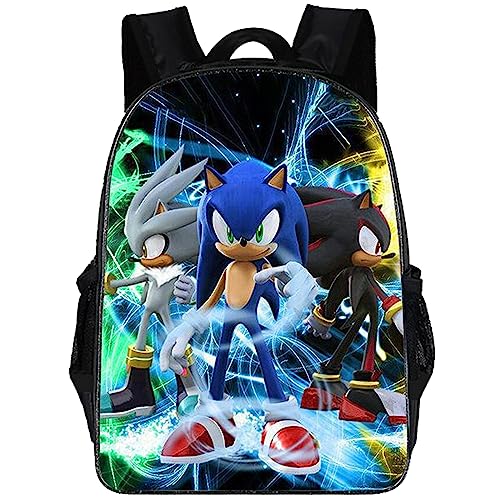 FGen Sonic Mochila Infantil, Mochila infantil para Niños, Mochila Sonic 3d, Bolsa de Escuela Primaria de Jardín de infantes Ajustable duradera, para Niños y Niñas de 5 a 14 Años