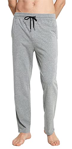FGFD&OU Pantalones de Deporte Hombre Algodón Pantalon Largos Chándal Jogger Pantalones Deportivos Running Gimnasio Fitness Entrenamiento Yoga para Hombre Slim Fit Bolsillo (Gris Claro, M)