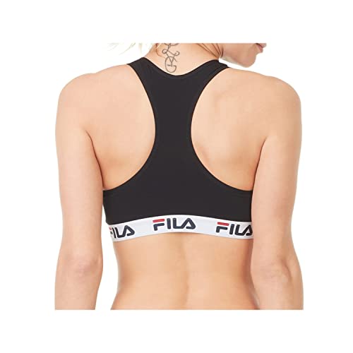 FILA Sujetador Deportivo Mujer algodón, Top Deportivo Mujer, sin armazón, Negro, M