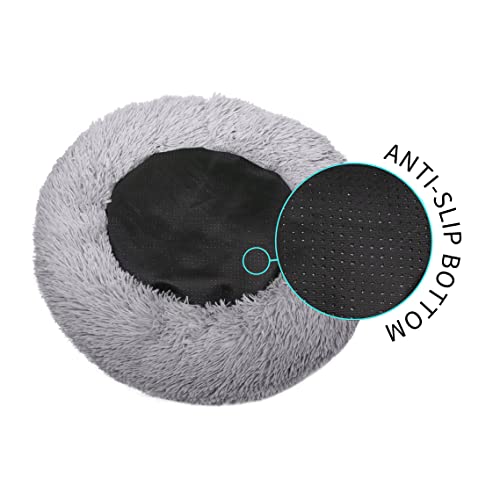 FISTAD Cama para Perros Cama para Gatos, Redonda Suave Lavables Cama para Mascota con Parte Inferior Antideslizante y Cómodo Mullida Felpa Adecuado para Gatos y Perros Pequeños (40cm Gris Claro)
