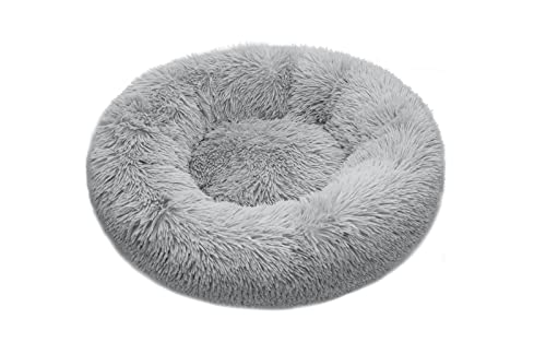 FISTAD Cama para Perros Cama para Gatos, Redonda Suave Lavables Cama para Mascota con Parte Inferior Antideslizante y Cómodo Mullida Felpa Adecuado para Gatos y Perros Pequeños (40cm Gris Claro)