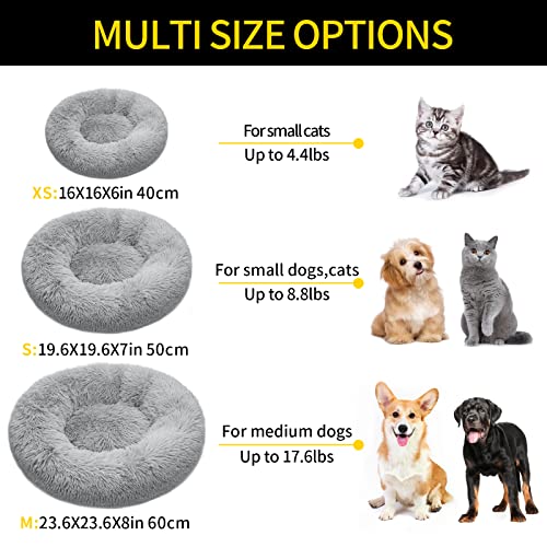 FISTAD Cama para Perros Cama para Gatos, Redonda Suave Lavables Cama para Mascota con Parte Inferior Antideslizante y Cómodo Mullida Felpa Adecuado para Gatos y Perros Pequeños (40cm Gris Claro)