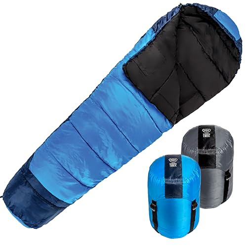 FIT NATION Viking Trek Saco de Dormir Invierno y Verano - 350 g. de Relleno cálido y Transpirable. Sacos de Dormir Adultos/Adolescentes/niños para Festivales, Senderismo y mochileros.