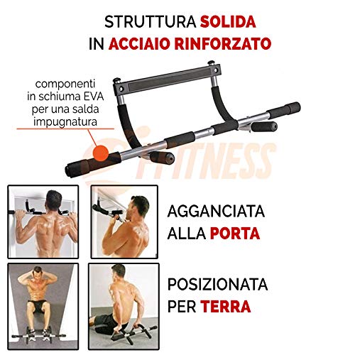 Fitness Ffitness Door Gym Steel, Unisex Adulto, Negro-Silver, Talla única