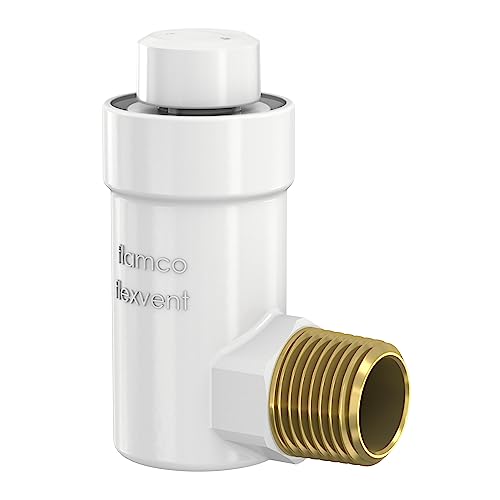 Flamco Flexvent 27711 H R1/2-Desaireador automático para radiadores (aireador rápido, válvula de termostato), color blanco, Weiß, R½