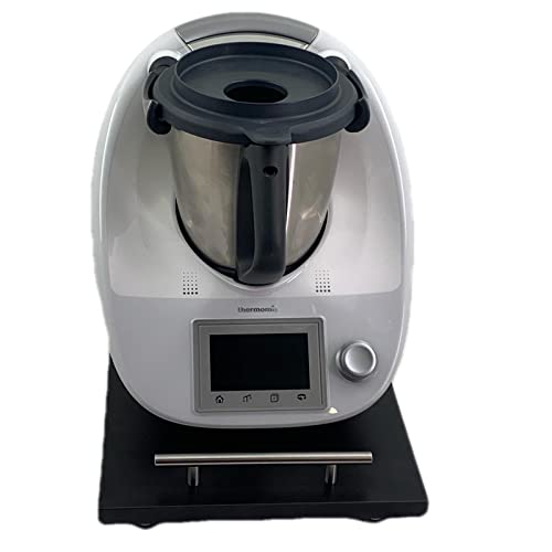 FLAVOR PLUS Tabla Deslizante, Base con ruedas, Plataforma compatible con THERMOMIX TM31, TM5, TM6. Protege la balanza de su máquina. Medidas 30x40 cms Mod pequeña negra
