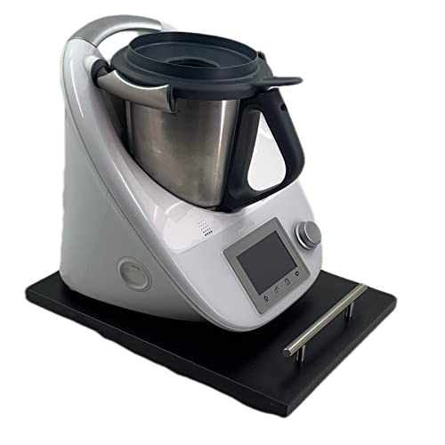 FLAVOR PLUS Tabla Deslizante, Base con ruedas, Plataforma compatible con THERMOMIX TM31, TM5, TM6. Protege la balanza de su máquina. Medidas 30x40 cms Mod pequeña negra