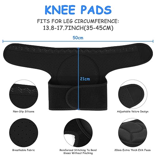 flintronic 1 Par Rodilleras Trabajo, Protección para la Rodilla, Esponja Eva De 20 Mm de Grosor, Antideslizantes para Rodilleras Voleibol Ajustables Adecuadas para Voleibol, Baile, Jardín (L,Negro)