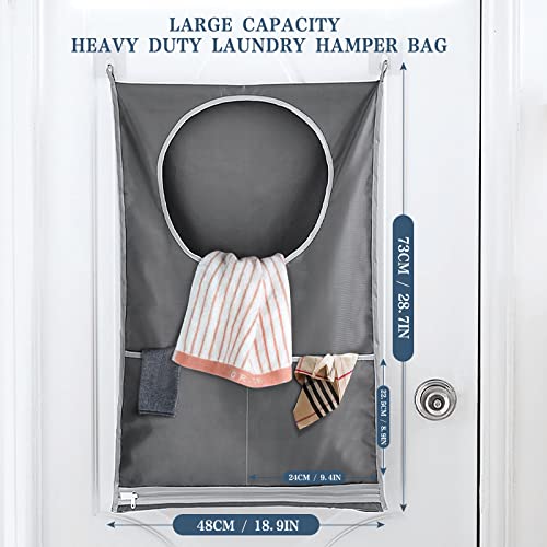 flintronic 2 Bolsas Ropa Sucia Colgar,(73 * 48cm) Bolsa Plegable de Tela Oxford para Ropa Sucia en Las Puertas+4Ganchos de Puerta de Acero Inoxidable +4 Ganchos de Succión