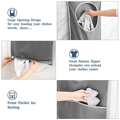 flintronic 2 Bolsas Ropa Sucia Colgar,(73 * 48cm) Bolsa Plegable de Tela Oxford para Ropa Sucia en Las Puertas+4Ganchos de Puerta de Acero Inoxidable +4 Ganchos de Succión