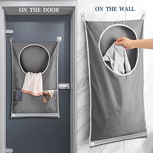 flintronic 2 Bolsas Ropa Sucia Colgar,(73 * 48cm) Bolsa Plegable de Tela Oxford para Ropa Sucia en Las Puertas+4Ganchos de Puerta de Acero Inoxidable +4 Ganchos de Succión