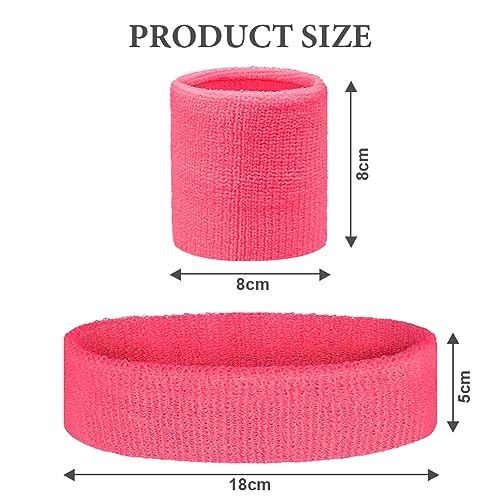 Flintronic 3 Piezas Deportes Diadema, Elástica Cinta De Pelo Deportiva, Sudor Absorbente de Humedad Banda, Banda de Pelo, Cinta para Pelo, para Ciclismo, Yoga-Rosa roja
