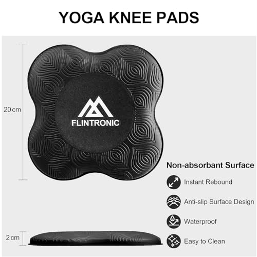 flintronic Almohadilla Rodillera Yoga, 2PCS Esterilla Yoga Antideslizante, TPE Colchonetas Yoga Antideslizantes para pilates, para ProteccióN de Rodillas, Codos y Tobillos - Negro