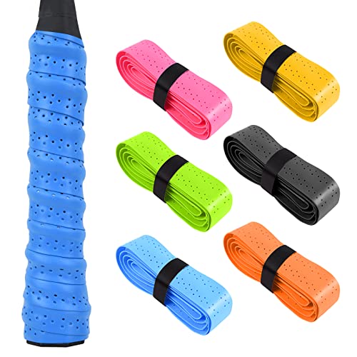 flintronic Cintas de Agarre para Mango de Raqueta, 6 PCS Grips Perforados para Padel, Tenis, Bádminton, Overgrips Antideslizantes y de Secado Rápido, Multicolor