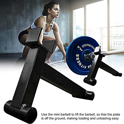 fllyingu Barbell Jack Pesas Peso Muerto, Ahorra Trabajo con Goma para Proteger El Piso Y La Barra, Adecuada para Todas Las Pesas Carga/Descarga Placas Peso, Acero/Negro