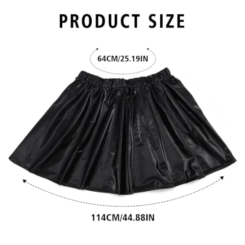 Flovel Falda Plisada Brillante para Mujeres Falda Metálica Líquida Mini Falda Skater Falda Elástica para Fiestas Rave Disfraz de Baile para Mujeres y Niñas(Negro)