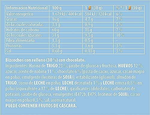 Fontaneda Osito Lulu Bizcochos Rellenos de Chocolate en Forma de Oso con Leche Sin Conservantes Sin Colorantes 150g