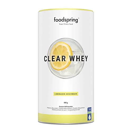 foodspring Clear Whey, limonada, 480 g, batido de proteínas ligero y refrescante con aislado de suero