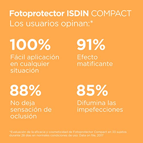 Fotoprotector ISDIN Compact SPF 50+ Arena - Protector solar facial, Cobertura natural de larga duración, Apto para piel atópica y sensible, 10 g