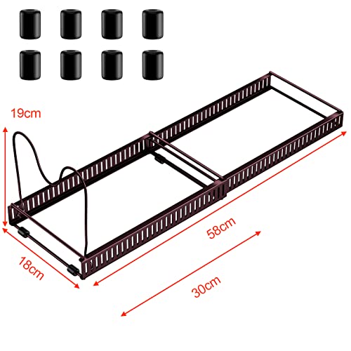Fousenuk Organizador de Sartenes, Soporte Sartenes Expandible de Cocina, Separador de Sartenes Ajustable con 10 Compartimentos, Estante Ollas y Tapas, Sujeta Tapas Cocina de Metal (Bronce)