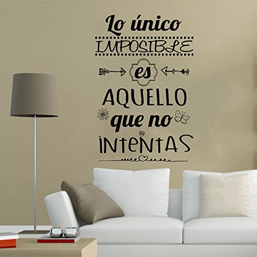 Frase Vinilo "Lo único imposible es aquello..." Vinilos decorativos. frases motivadoras DC-16126 (Vinilo de corte, 90x60cm)