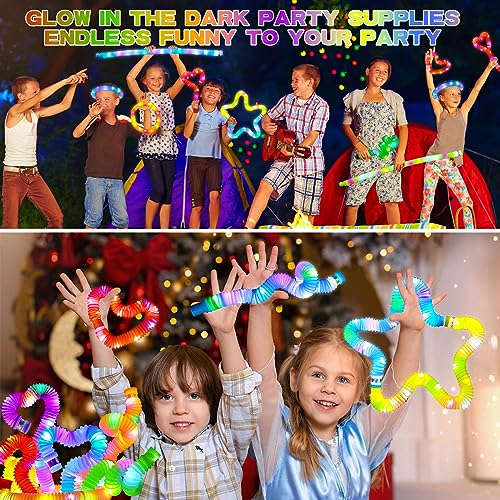 Frasheng Mini Tubos Pop Juguetes Sensoriales, 12pcs Tubo Pop Luminoso Tubo Elástico Multicolor Juguete Educativo,para Aliviar el Estrés TDAH Juguetes Creativos, para niños y niñas