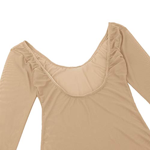 Freebily Ballet Maillot Mujer Leotardo de Gimnasia Práctica Fitness de Manga Larga Body Elástico Básica de Danza Baile para Mujer Chicas Nude One Size