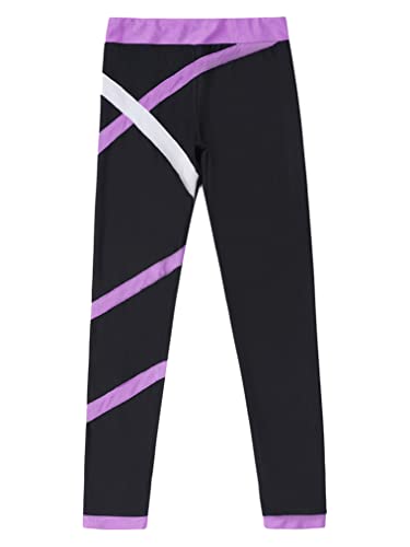 Freebily Conjunto de Deportivos para Niñas Crop Top de Manga Larga y Leggings Elásticos Pantalones Largos de Deporte Ropa de Gimnasia Yoga Fitness 5-14 Años Lavanda 7-8 años