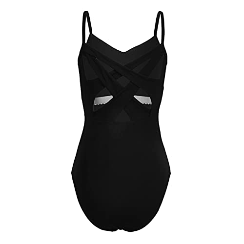 Freebily Maillot Ballet para Mujer Maillot Clásico de Danza Ballet Gimnasia Maillot Leotardo Bailarina Body Algodón Maillot Yoga Fitness Mujer Negro M