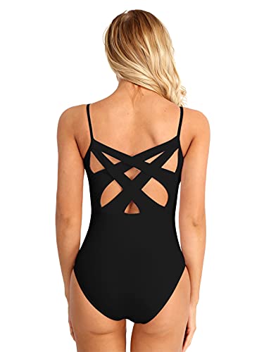 Freebily Maillot Ballet para Mujer Maillot Clásico de Danza Ballet Gimnasia Maillot Leotardo Bailarina Body Algodón Maillot Yoga Fitness Mujer Negro M