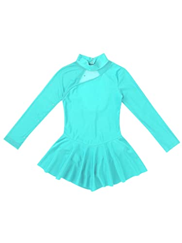 Freebily Vestido de Danza Patinaje Sobre Hielo para Niña Leotardo de Manga Larga Maillot de Gimnasia Rítmica Competición Vestido de Bailarina Ballet Verde 12 años