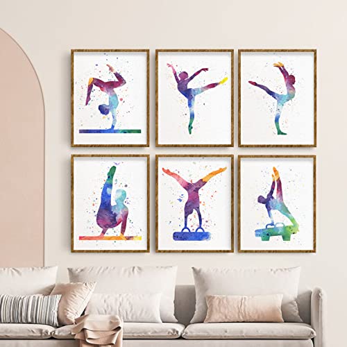 FREEBLOSS Juego de 6 impresiones de gimnasia para pared, lienzo, decoración de pared, póster sin marco, arte de pared para sala de estar para decoración de dormitorio