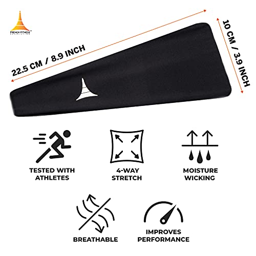 French Fitness Revolution - Cinta Absorbente para Hombres y Mujeres - Diadema Elástica Antihumedad para el Deporte, Running, Ciclismo, Fitness y Yoga - American Black