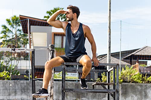 frueo 3 Pack Camiseta de Tirantes Deportiva Hombre Culturismo Fitness Tank Top Hombre Gym sin Mangas T-Shirts Chaleco,20418,Black Gray Navy,M