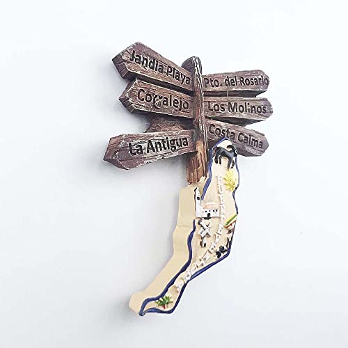 Fuerteventura España 3D mapa calle signo imán de nevera regalo recuerdo, resina hecha a mano Fuerteventura imán refrigerador colección decoración hogar y cocina