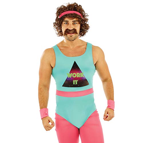 Fun Shack Disfraz Aerobic Años 80 Adulto, Disfraz deportista de los 80 Retro, Disfraz Ochentero Hombre Gimnasta, Disfraz Despedida Soltero Hombre, Disfraz Hombre Carnaval Talla XL