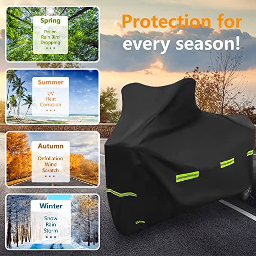 Funda Moto Impermeable, Protector Cubierta Moto Exterior, 190T Poliéster Funda Cubre Moto, Universal para Scooter Vespa Motocicleta Ciclomotor Motocross - 245x105x125 cm