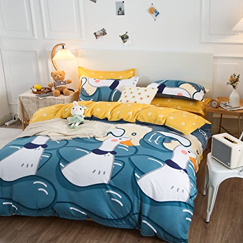 Funda Nordica Patito Lindo,Cama 90,Funda Nordica 155x220cm,Funda nórdica para niña niño Chico Adultos,Juego de Ropa de Cama Fundas Nórdicas Microfibra y 2 x Fundas de Almohada 50x75cm,