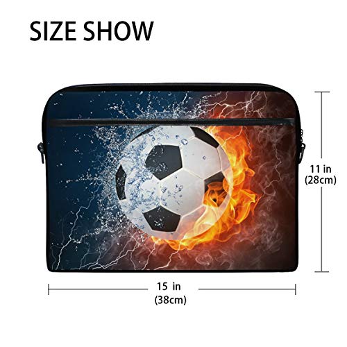 Funda para portátil, diseño de balón de fútbol en el fuego y agua, funda protectora para ordenador de 3 capas con cremallera duradera para Lenovo Hp MacBook Pro de neopreno, cuaderno 14 15 15,4 p