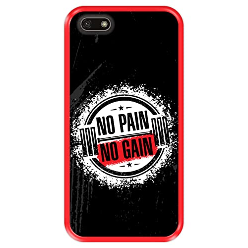 Funda Roja para [ Huawei Y5 2018 - Y5 Prime 2018 - Honor 7S ] diseño [ Fitness - No Pain No Gain ] Carcasa Silicona Flexible TPU