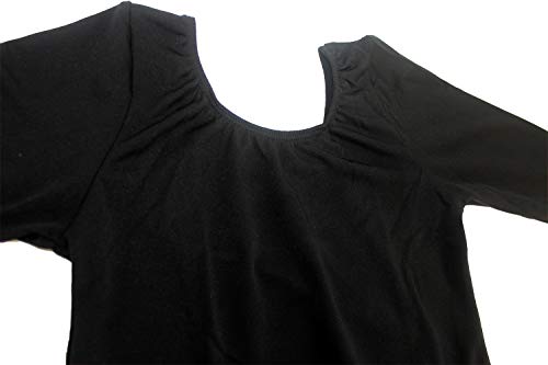 furein Maillot de Danza Ballet Gimnasia Leotardo Body Clásico Elástico para Niña de Manga Larga Cuello Redondo (4 años, Negro)