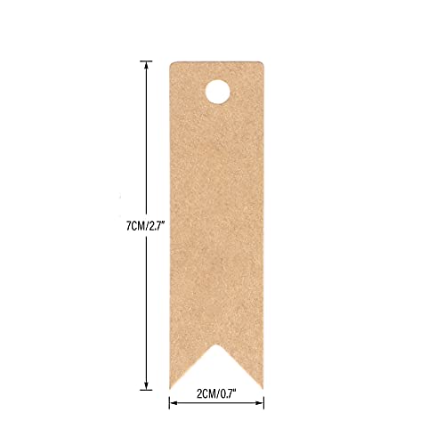 G2PLUS 100PCS Etiquetas de Papel Kraft,7x2cm Etiquetas de Regalo,Etiquetas Kraft Etiquetas de las Etiquetas de Boda con 30Mde Cuerda de Yute para Decorar Regalos (Marrón)