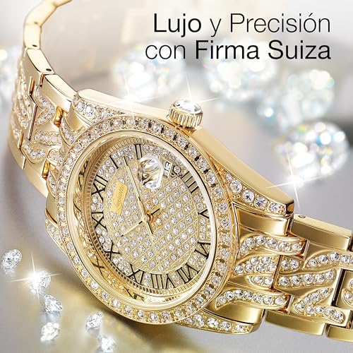 GALERIA DEL COLECCIONISTA Reloj-Joya Mujer Royal Lady Lanscotte Acabado Oro 1ª Ley, más de 400 Cristales de Swarovski®, Acero 316L Quirúrgico y Antialérgico y Firma Suiza. Caja 36 mm.157600632