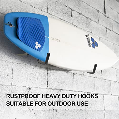 Gancho de garaje, gancho de pared, gancho de almacenamiento, con brazo extragrande, adecuado para canoa, escalera, bicicleta, canoa, silla plegable, tabla de surf, rodamiento de 45 kg, 4 piezas