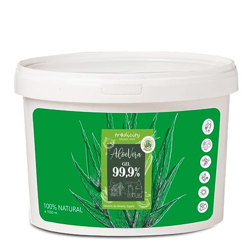 Gel de Aloe Vera 100% Puro Natural, Hidratante Corporal y Facial | After Sun After Shave Acondicionador Cabello Calmante Epilación, Cultivo Ecológico Español 1000 ml