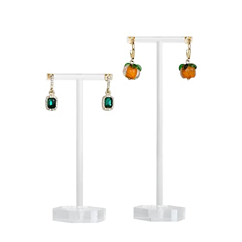 GemeShou Soporte transparente para aretes para niñas, 2 organizadores de aretes acrílicos, soporte de barra en T, exhibición de joyas transparente para vender aretes. Soporte en T de acrílico
