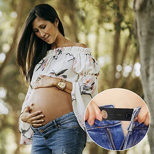 GGISUI 5 Piezas Ajustables de La Cintura Extensor, Extensor Boton Pantalon Reutilizables, Pantalones Extensores de Botones Extensor para ​Mujeres Embarazadas Personas obesas pantalones vaqueros