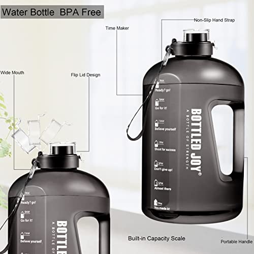 GHONLZIN Botella de Agua Deportiva, 1.5L Water Bottle, Botella Agua sin BPA Reutilizable Botellas de Agua con Marcador de Tiempo para Athletic, Bici, Gimnasio, Oficina