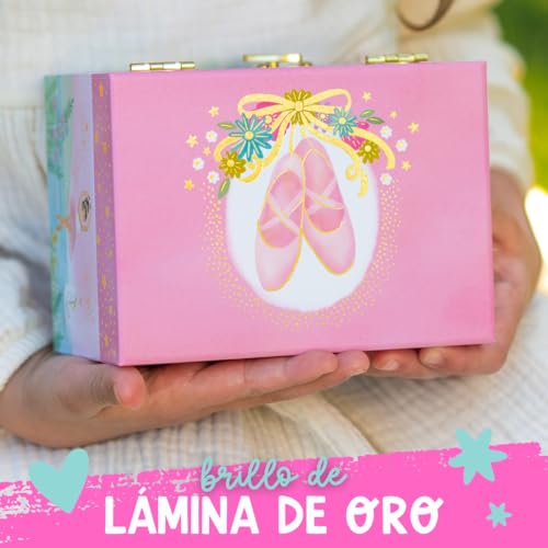 Giggle & Honey Joyero Musical de Bailarina para Niñas - Caja de Música Infantil con Bailarina Giratoria, Regalo de Cumpleaños de Ballet para Niñas, 15,2 x 11,8 x 8,9 cm - Edades 3-10, Rosa