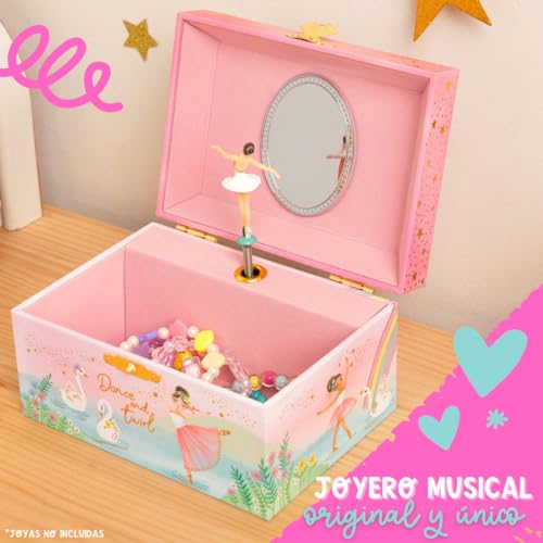 Giggle & Honey Joyero Musical de Bailarina para Niñas - Caja de Música Infantil con Bailarina Giratoria, Regalo de Cumpleaños de Ballet para Niñas, 15,2 x 11,8 x 8,9 cm - Edades 3-10, Rosa